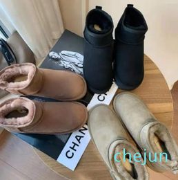 Classical Short Ankle women snow boots Cowskin Sheepskin keep warm boot transshipment Birthday Christmas gifts