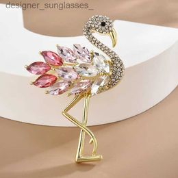 Pins Brooches Fashion Classic Inlaid Rhinestone Flamingo Bird Brooches For Women Luxury Design Unise Animal Brooch Pins Jewelry GiftsL231117