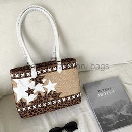 Shoulder Bags Luxury Weave Leopard Writing Women Straw Bag Large Capacity Casual Totes Female Friendly andbagscatlin_fashion_bags