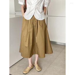 Skirts 2023 Spring Style French Simple Umbrella Skirt Medium Length Large Swing A-line For Women