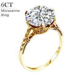 Wedding Rings 6ct 12mm Round Cut Ring For Women Solid 925 Gold Plated Diamond test Pass Certified Women's Jewellery 231117