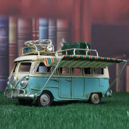 Other Home Decor Creative Gift Metal Crafts Distressed Retro Ornaments Iron Car Model Bus Home Decoration Vintage Home Decoration Accessories 230417