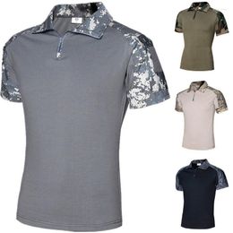 Men's T Shirts Zogaa Men's Polo Tactical 2023 Casual Solid Colour Short Sleeve Top Camouflage Shirt Men