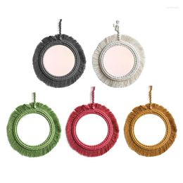 Decorative Figurines Wall Mirror With Macrame Fringes Makeup Decoration For Apartment Bedroom