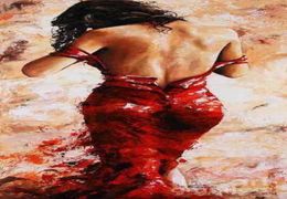 Framed Lady in Red by Emerico TothPure Handpainted Huge Wall Deco Abstract Fine Art Oil Painting On canvas Customised size9534971