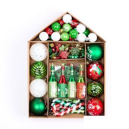 Christmas Decorations Christmas Hanging Ornaments For Decoration Ball House Set Tree Pendant Party Supplies 56-70Pcs/Set Drop Delivery Dhtu5