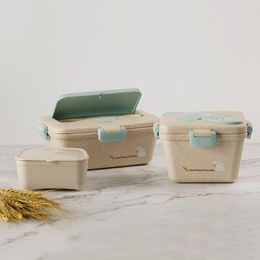 Dinnerware Sets Wheat Straw Bento Box Microwave Oven Storage Environmentally Friendly Cute With Spoon And Fork