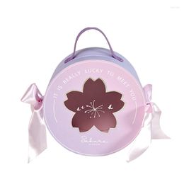 Gift Wrap Japanese-Style Cherry Blossom Round Hand Box Wedding Candy High-End