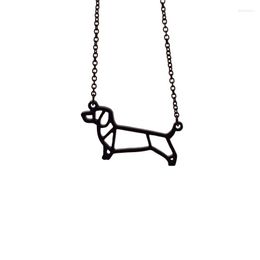 Pendant Necklaces 4 Colors Origami Dachshund Necklace Geometric Jewellery Women Pet Dog