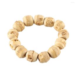 Strand Nilerun Unisex Adjustable Elastic Handmade Wooden Wood Natural Bamboo Root Beaded Bracelet For Men And Women