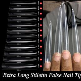 False Nails 120Pcs/Bag Transparent Natural 3XL Extra Long Stiletto 0-9 Nail Tips Sculpted Acrylic Press On Salon Manicure Supply