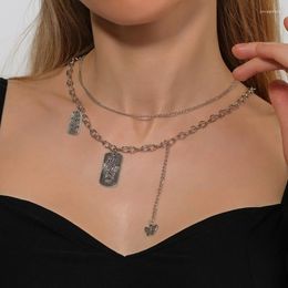 Pendant Necklaces Punk Letter Geometric Square Brand Butterfly For Women Multilayer Hip Hop Silver Colour Chains Necklace Jewellery