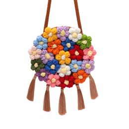 Hand-woven handbag tassel bag Chinese style embroidered female 2023 new niche design cross-body small round bag