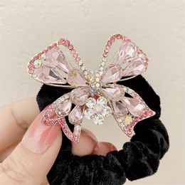 Hair Clips Butterfly Knot Rope Golden Velvet Large Intestine Hairband High Grade Rhinestone Handmade Accessories For Women