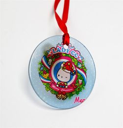 Christmas Decoration Sublimation Glass Ornaments 3inch 35inch Siingle Side White Blank Clear Party Pendant For Heat Transfer A128850175