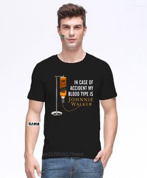 Men's T Shirts In Case Of Accident My Blood Type Is Johnnie Walker T-shirt Print Casual Cotton Short