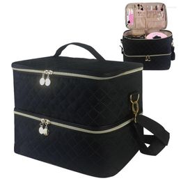 Storage Bags Nail Polish Organiser Bag Large Capacity Portable 2-Tier Gel Kit Container 40 Paint Bottle Lamp Dryer Case