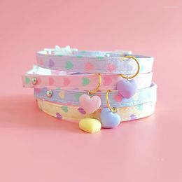 Dog Collars 1Pc Adjustable Safety Buckle Puppy Collar Little Cat Printed Pattern Heart Neck Decorative Pet Accessories