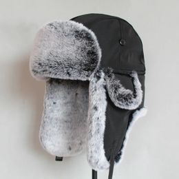 BeanieSkull Caps Winter Bomber Hat For Men Faux Fur Russian Ushanka Women Thick Warm Cap with Ear Flaps 231117