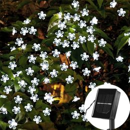 Garden Decorations 10M/7M Solar String Christmas Lights Outdoor 100/50/20LED 8Mode Waterproof Flower Blossom Lighting Party Home Decoration 230414