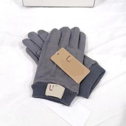 Роскошные кожаные перчатки, дизайнерские перчатки, женские перчатки с пятью пальцами, меховые короткие флисовые утолщенные перчатки, зимние винтажные модные однотонные простые защитные мужские перчатки