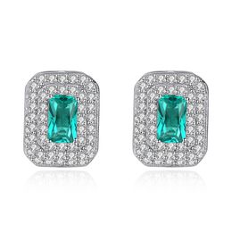 Retro Stud Earrings S925 Silver Micro Set Zircon Emerald Geometry Earrings European Women Fashion Earrings Wedding Party Exquisite Jewellery Valentine's Day Gift SPC