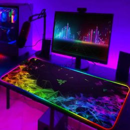 Mouse Pads Wrist Rests Rgb Mouse Pad 9040cm Razer Gamer Accessories Pc Gaming Computers Mousepad 900x400 Rubber Mat Table Pads Office Carpet Deskmat YQ231117