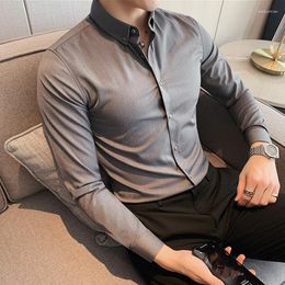 Men's Casual Shirts Classic Square Collar Dress Shirt Men Four Seasons Long Sleeve Blusas Y Camisas Pure Colour Slim Fit Mens Designer
