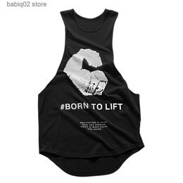 Men's Tank Tops Men Bodybuilding Tank Top Gym Fitness Cotton Sleeveless Shirt Crossfit Training Clothing Stringer Singlet Male Casual Print Vest T230417