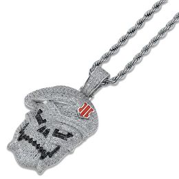Hip Hop Jewelry Micro Pave Black Ops Skeleton Skull Pendant Necklaces Silver Cubic Zircon Iced Out Zircon Jewelry Male Gift2525