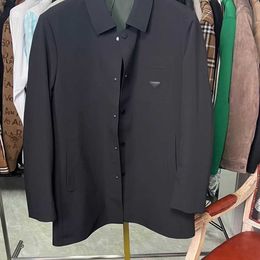Designer Jacket BottegassVenetas Cleanfits 7a Counter Line European Style Upscale Men's Polo Collar Black Business Casual Mid length Windbreaker