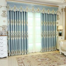 Curtain Crown Embroidered Fabric European Style Blackout Living Room Drapes Home Curtains Customizable