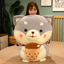 Stuffed Plush Animals Kawaii Bubble Tea Dog Plush Toy Shiba Inu Stuffed Animal Plushie Doll Milk Tea Husky Boba Plush Birthday Gift Lovely Dog Pillow