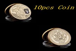 10pcs United States Army 101st Airborne Department Craft Gold Plated 1oz Challenge Coins W Display Holder6179631