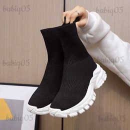 Boots Knit Socks Boots Womens Fashion 2023 Trends New Sports Shoes Platform Chelsea Slip-on Casual Elegant Black Sneaker Free Shipping T231117