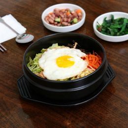 Whole-Korean Cuisine Dolsot Stone Bowl Earthenware Pot for Bibimbap Jjiage Ceramic With Tray Professional Packing268g