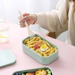 Dinnerware Sets 1 Set 1600ML Lunch Box Portable Handle Good Sealing Air Vent Leak-Proof Microwavable Double Layer Bento Organizer Office