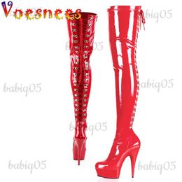 Boots 15CM Thin Heel Sexy Perform Catwalk Shoes Pole Dancing Large Size Over-the-Knee Boots Posterior Frenum Women Pumps Hate Sky High T231117