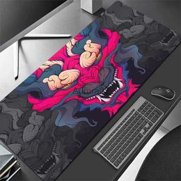 Mouse Pads Wrist Rests Oni Large Gaming Mouse Pad Japanese Black Table Desk Mat Big Mousepad Gamer XXL 90x40 Carpet Keyboard Mouse Mats Company 100x50 YQ231117