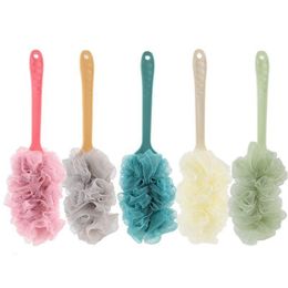 Bath Brushes, Sponges & Scrubbers Soft Mesh Back Body Bath Brushes Long Handle Hanging Shower Scrubber Brush Sponge For Bathroom Acces Dh0Ju