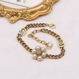 11style Designer Double Bracelet Bangle for Fashion Women Chain Pearl Charm Bracelets Brand Letter Jewellery Accessory High Quality