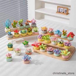 Blocks Simulated Flower Bonsai Pot Miniature Landscape Model Plant Series Succulents Building Blocks Part Landscape Bricks Toys for Kid