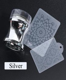 Nail Art Templates Stamper Manicure Scraper Polish Transfer Template Kits With Cap Stamping Plate 1Set Clear Silicone Head Mirror6421998