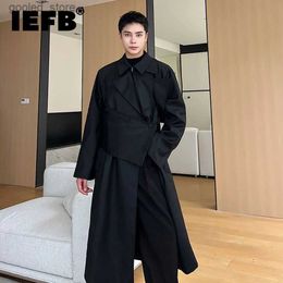 Men's Trench Coats IEFB Autumn Winter Overcoat Personality Men Long Coat Korean Fashion Knee High Trench Trend Dark Casual Chic Windbreaker 9C1852 Q231118