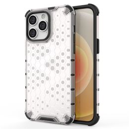 Phone Case For iPhone 15 Pro Max 14 Plus 13 Mini 12 11 Honeycomb Air Cushion Shockproof Soft Silicone Rubber Cover Transparent Clear Hard Defender Armour