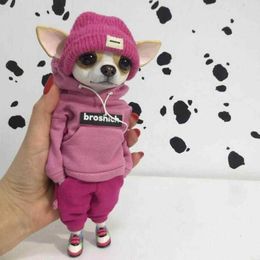 Arts and Crafts Handmade Doll Resin Standing Puppy Toy Figure Standing Dog Statues Waterproof Resin Children's Gift Dog Sculptures Office Decor Y23