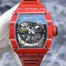 Richardmill Watch Tourbillon Automatic Mechanical Wristwatches Swiss Made Muller RM3502 commonly known as the Red Devil NTPT carbon Fibre hollowed out dial a WNX94