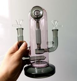 Narghilè Bong in vetro con doppio bocchino con base spessa Riciclatore d'acqua Olio Dab Rig Percolatore in linea Tubi da fumo1245797
