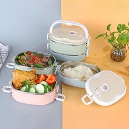 Dinnerware Sets 1 Set 800/1600/2400ml Lunch Box 1/2/3 Layer Stackable Thermal Bento Stainless Steel Storage Container With Handle