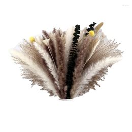 Decorative Flowers 107PCS Dried Pampas Grass Boho Decor Natural Fluffy For Home Bathroom Office